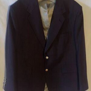 Stafford Mens 46 XL  Raisin Colored Blazer 2 Gold Buttons Pockets Single Breast